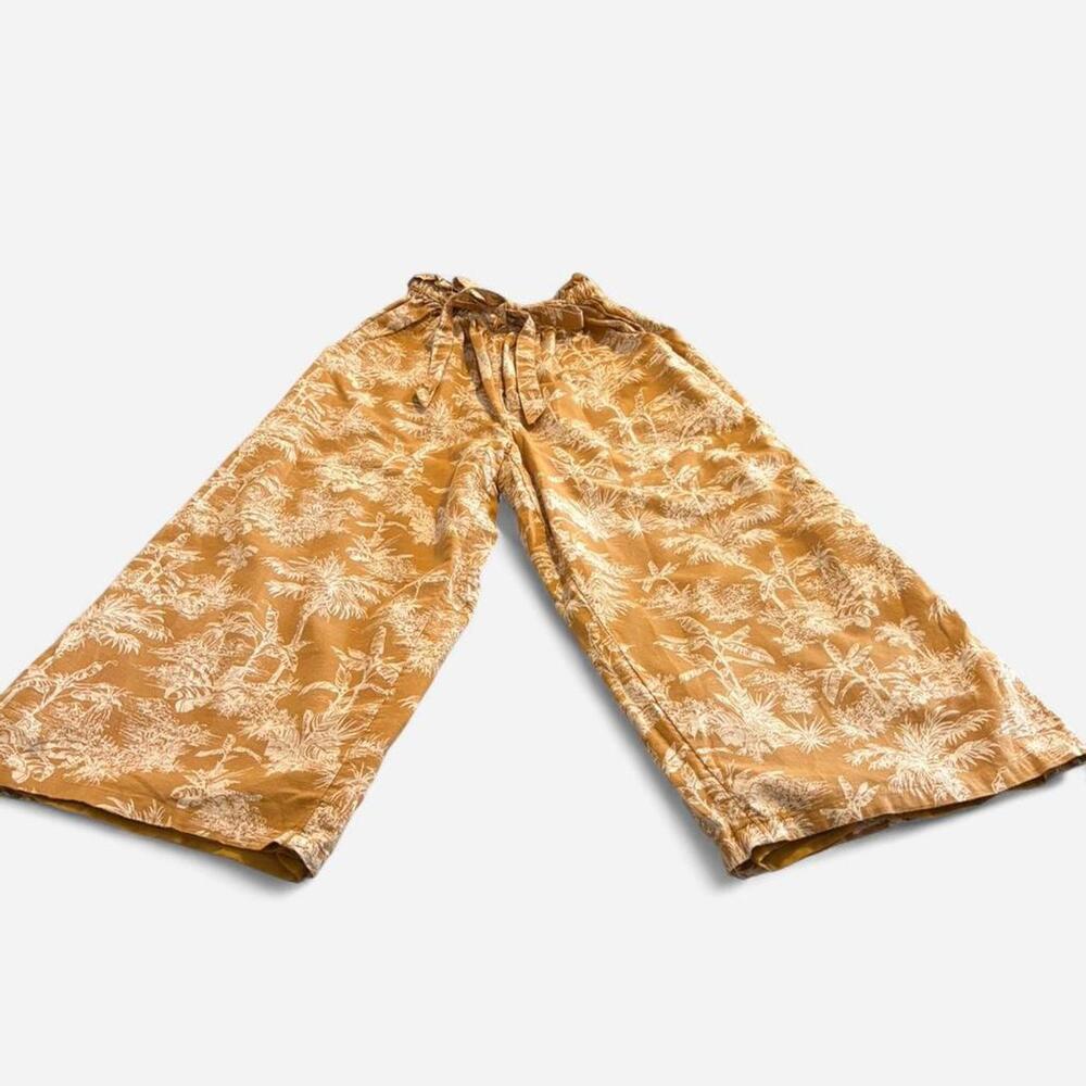 American Eagle vintage Sienna and white tropical print wide leg pants Size S